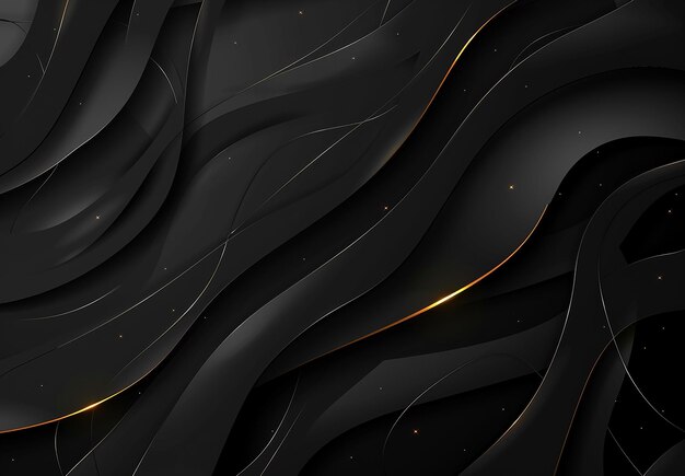 Photo photo of abstract black and gold shine line wave curve background design