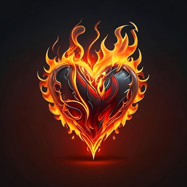 Photo photo abstract a blazing heart enveloped in flameson a dark background