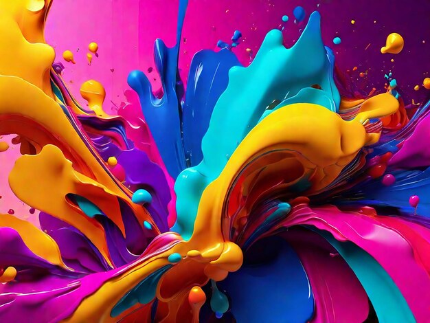 Photo abstract colorful splash 3d background generative ai background