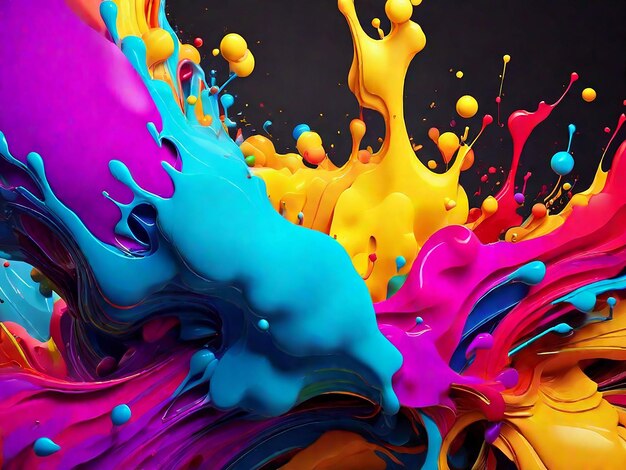 Photo abstract colorful splash 3d background generative ai background