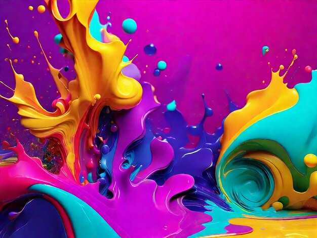 Photo abstract colorful splash 3d background generative ai background