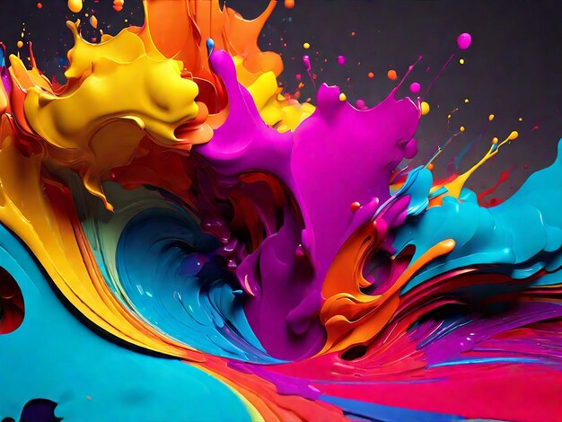 Photo abstract colorful splash 3d background generative ai background