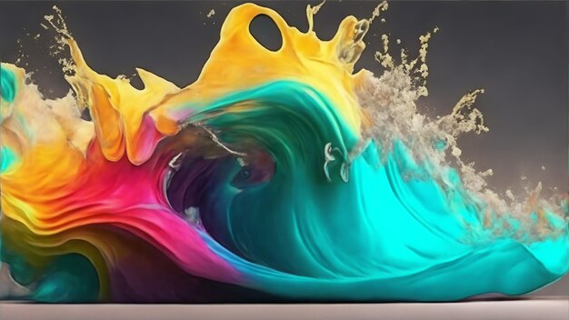 Photo abstract colorful splash 3d background generative ai background