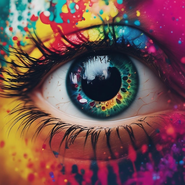 Фото абстрактный портрет глаз цвета брызгания творческий спектр генеративный от ai
