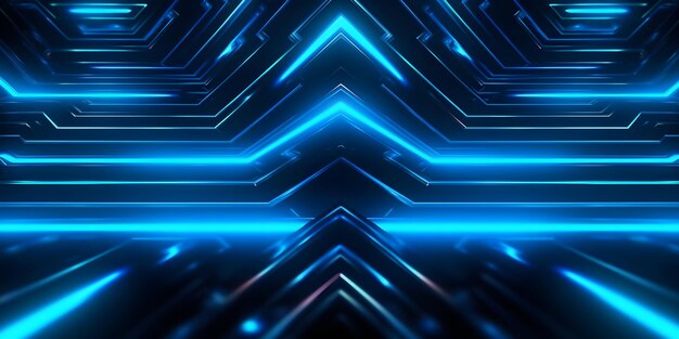 Photo photo abstract futuristic dark background with with many lines neon blue glow