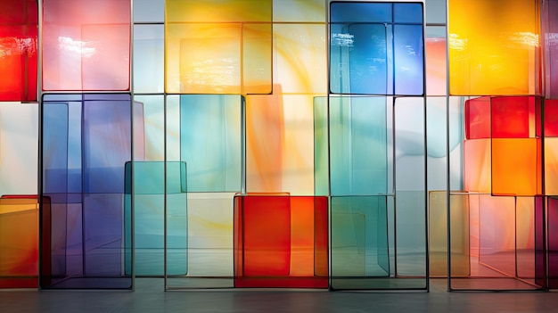 A photo of abstract glass art backlit display