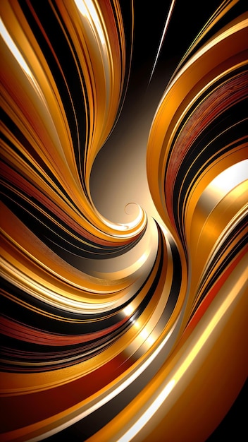 Photo of an abstract gold and black spiral design on a textured background