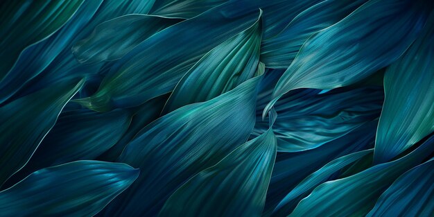 Photo of Abstract Green Leaf Texture in Dark Blue Tone