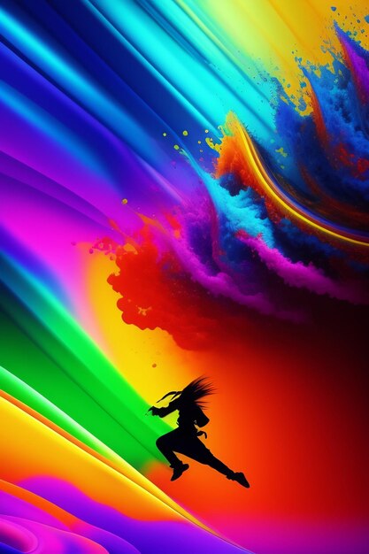 Foto abstract foto felice holi sfondo colorato nuvole di inchiostro arcobaleno luminoso ai generato