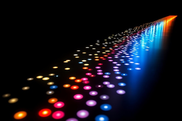 Photo of Abstract neon lines and dots on a black surface