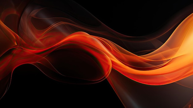 a photo of an abstract orange swirl against a black backdrop