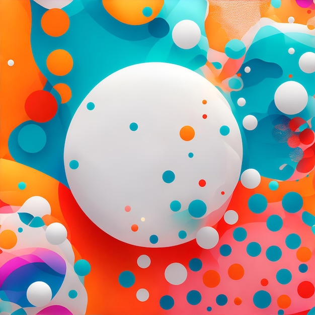 Photo of an abstract painting with circles and bubbles