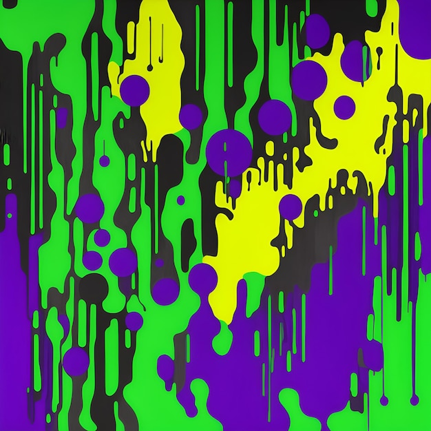 Photo of an abstract painting with shades of purple and green AI