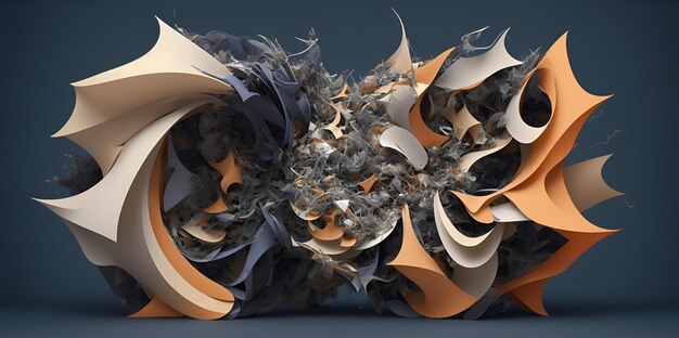 Photo of an abstract sculpture made out of folded paper