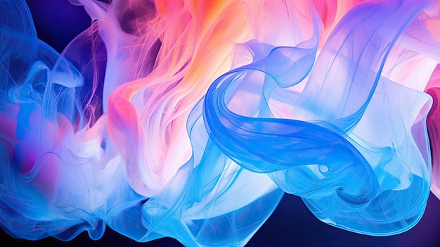Фотография абстрактных вихрей в неоновых цветах светящегося фона