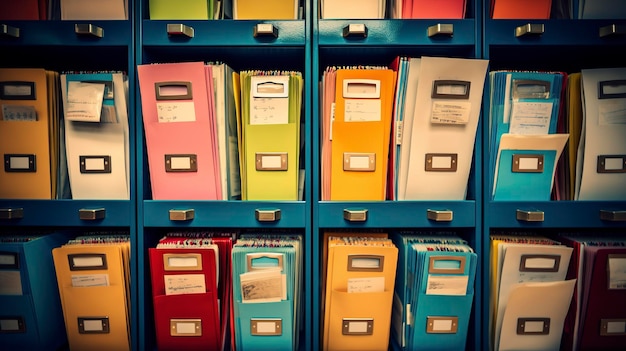 A Photo of Accounting and Tax Documents Organized in Filing Cabinets
