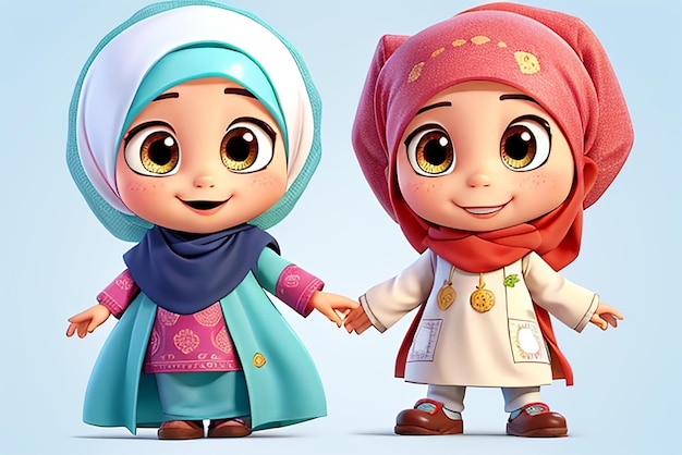 Фото очаровательный и милый мусульманский детский мультфильм
