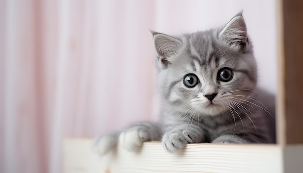 photo adorable grey cat ai generated image