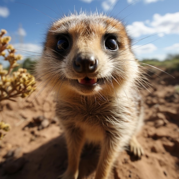 Photo of an adorable and mischievous meerkat Generative AI