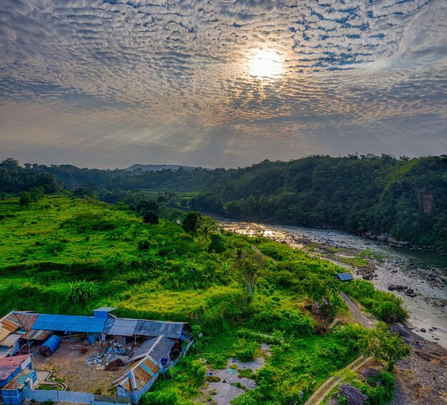 Photo photo of aerial dawn drone photo