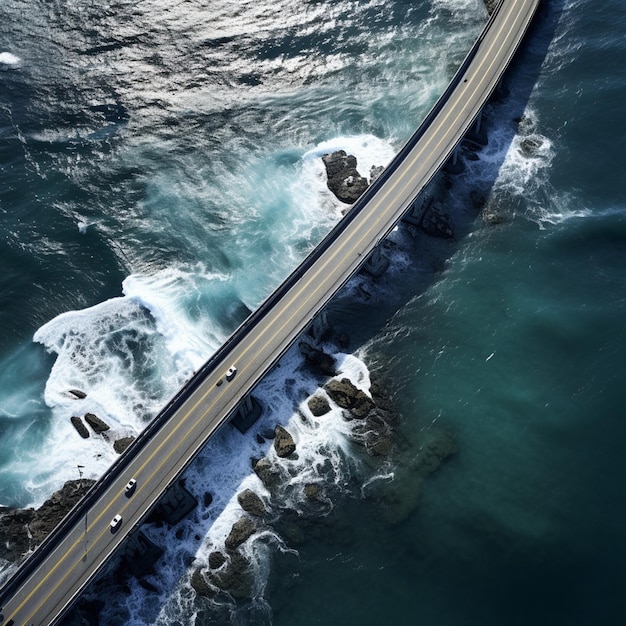 Photo aerial view of bridge over sea