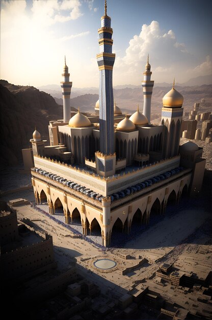 Photo of an aerial view of a building in the desert