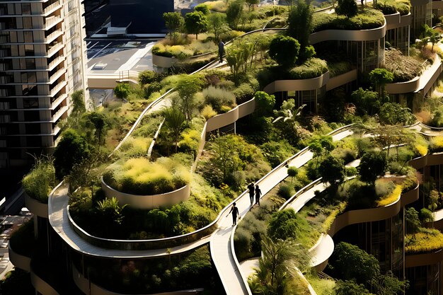 Photo of Aerial View of Urban Rooftop Gardens