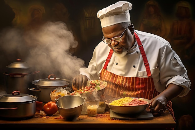 Photo of African American Chef Cooking Traditional cuisine