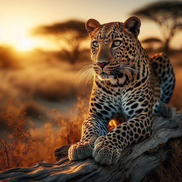 Photo of a african leopard scary look wild animal ai generated