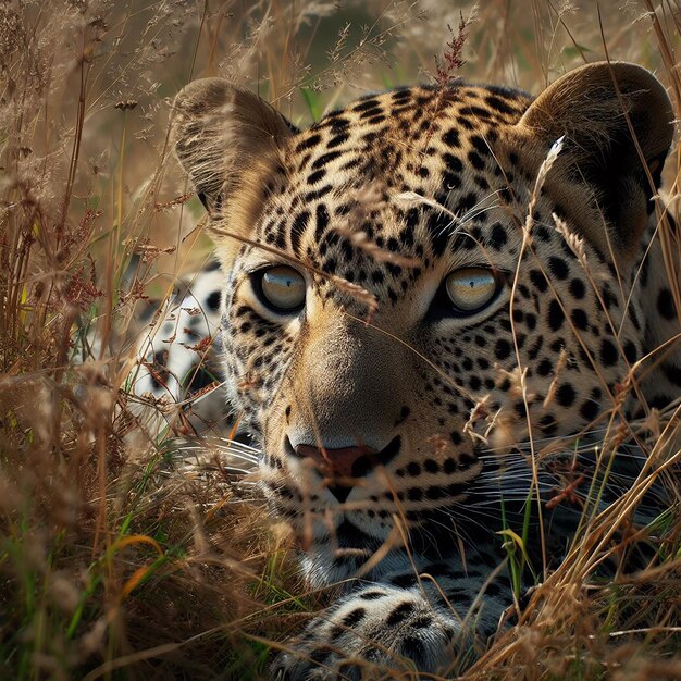 Foto foto di un leopardo africano aspetto spaventoso animale selvaggio ai generato