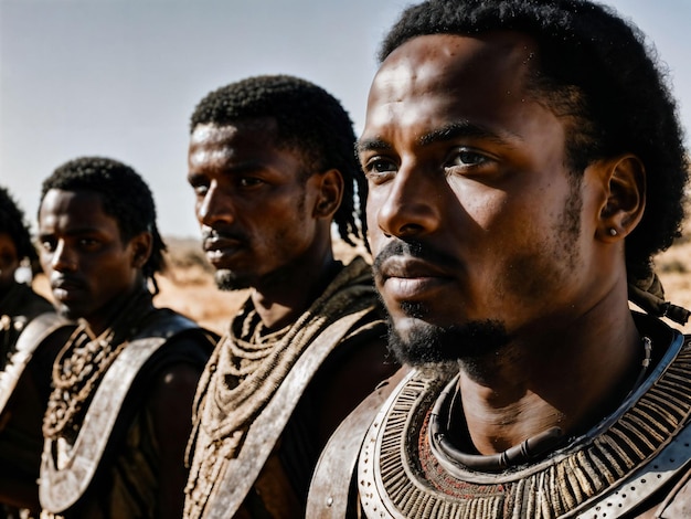 photo of african man tribal warriors with armor generative AI