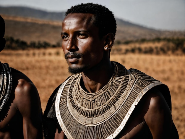 photo of african man tribal warriors with armor generative AI