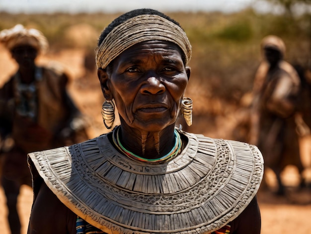 photo of african old people tribal warriors with armor generative AI