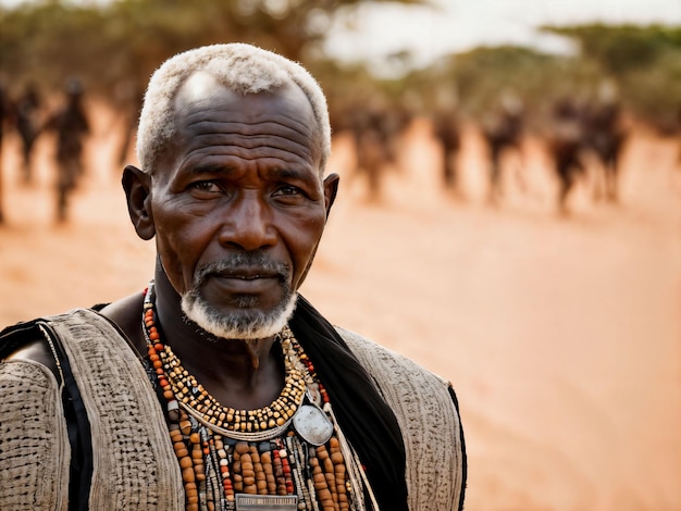 photo of african old people tribal warriors with armor generative AI