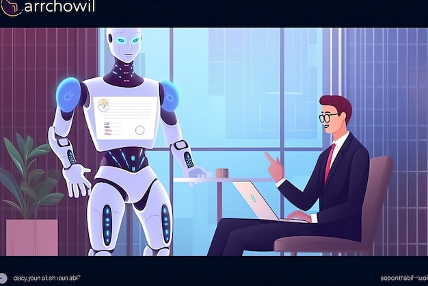 AIチャットボットがコミュニケーションとビジネスエキスパートの質問に答える写真