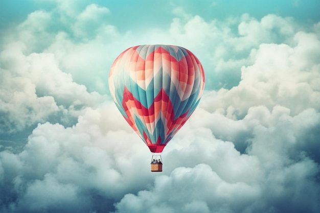 photo ai generative hot air balloon and clouds