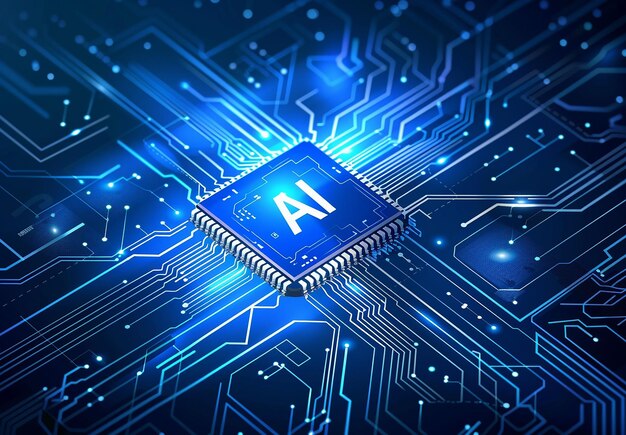 Photo photo of ai technology microchip design background artificial intelligence background concept