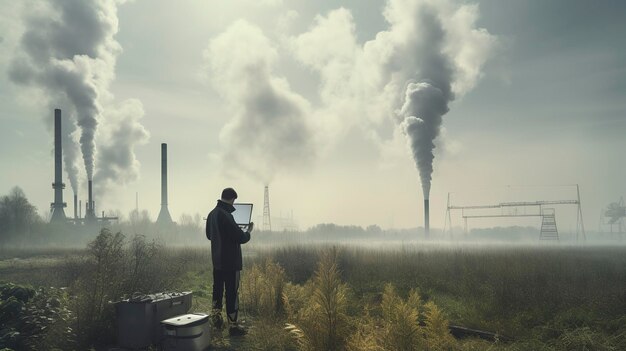 Foto una foto dell'analisi dell'inquinamento atmosferico nella ricerca ambientale