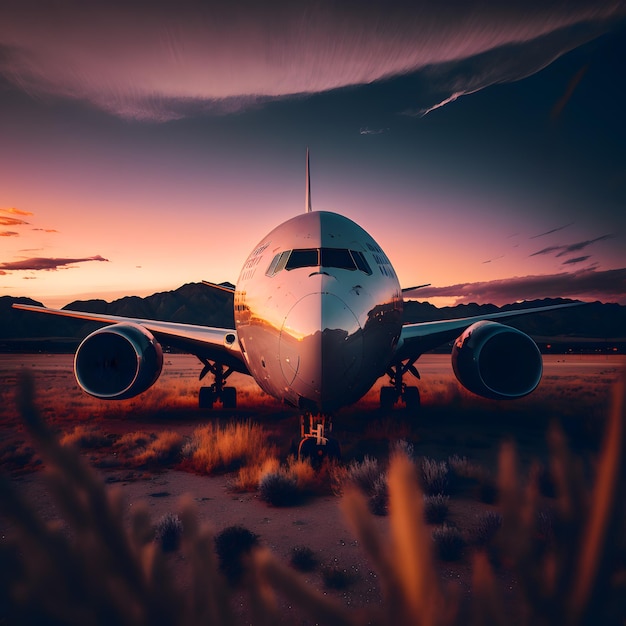 photo of airplane at sunset beautiful photography