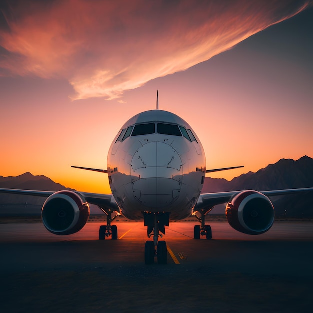 photo of airplane at sunset beautiful photography
