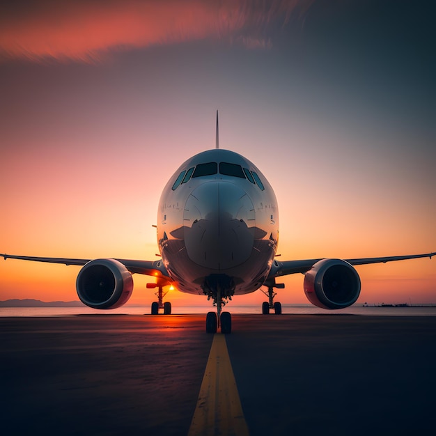 日没時の飛行機の写真美しい写真