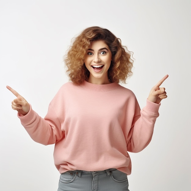 Photo of amazed stunned excited young surprised woman