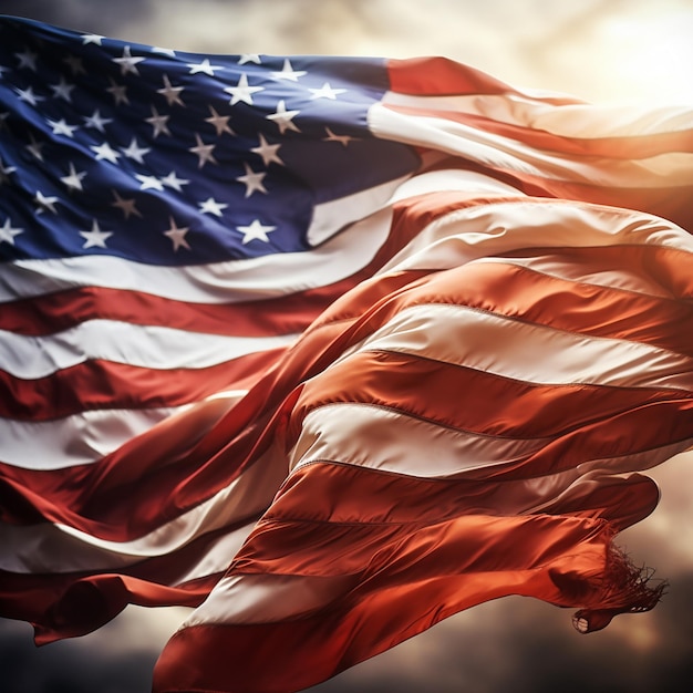 photo american flag blowing in the wind background