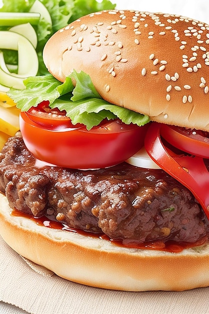 Photo american hamburger with america flag