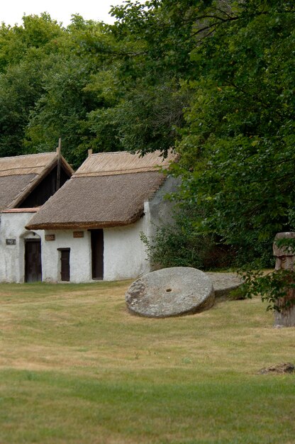 Photo of ancient architecture in the blue sky