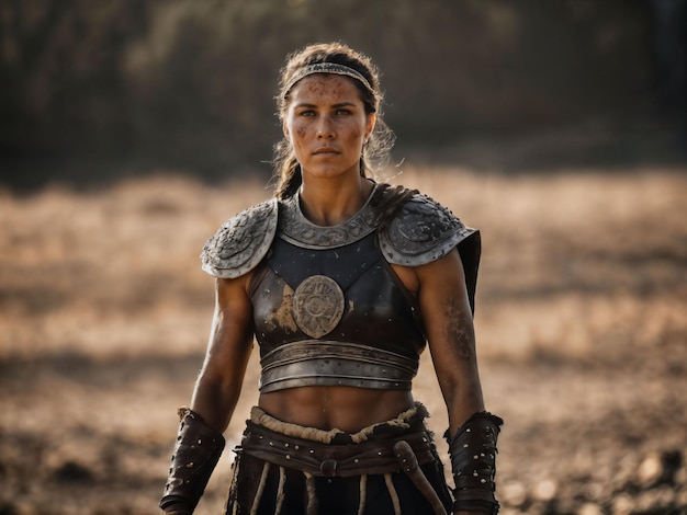 photo of ancient barbarian female warrior stained generative AI