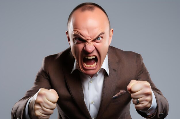 Photo of an Angry Man on White Studio Background