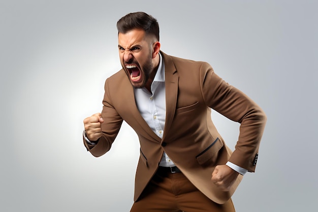 Photo of an Angry Man on White Studio Background