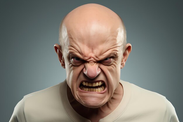 Photo of an Angry Man on White Studio Background