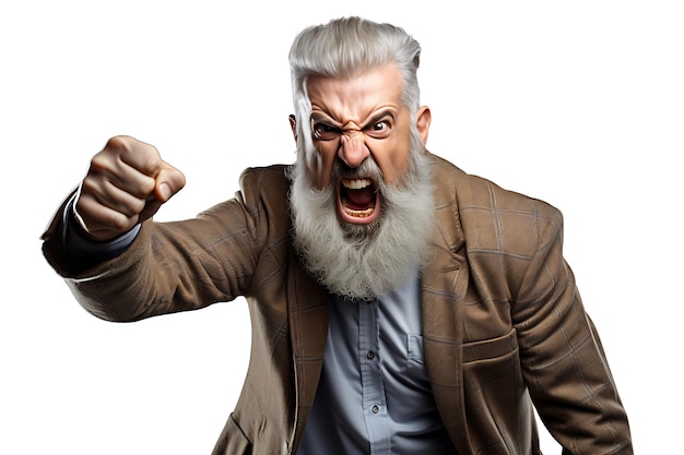 Photo photo of an angry man on white studio background